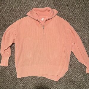 Aerie Pink Quarter-Zip Sweater